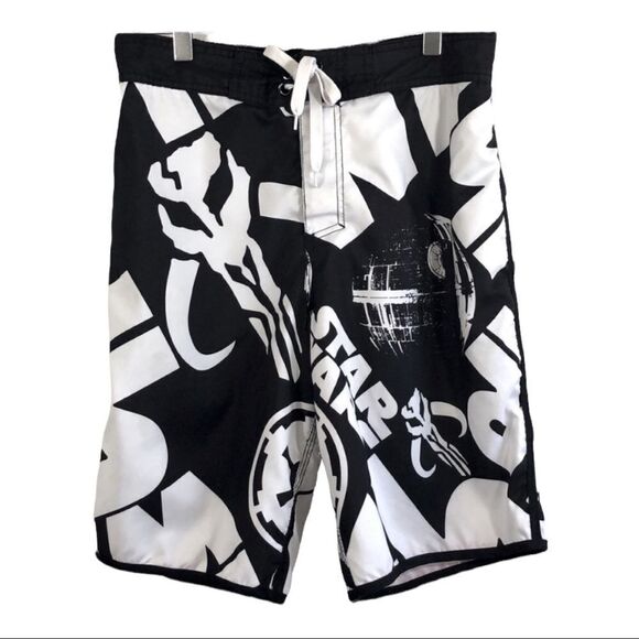 STAR WARS - BLACK & WHITE SWIM TRUNKS B17 - Picture 1 of 15